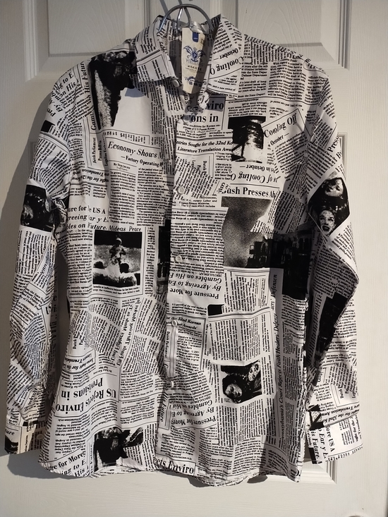 Other - Newspaper Print Button-Up Shirt - Black & White